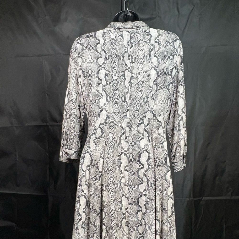 Zara Black and Gray Snake Print Long Sleeve Dress S - Picture 9 of 11